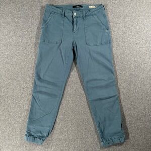 Mavi Ivy Mid Rise Slim Cargo Pants Teal Blue Green Jogger Womens Size 30 Utility